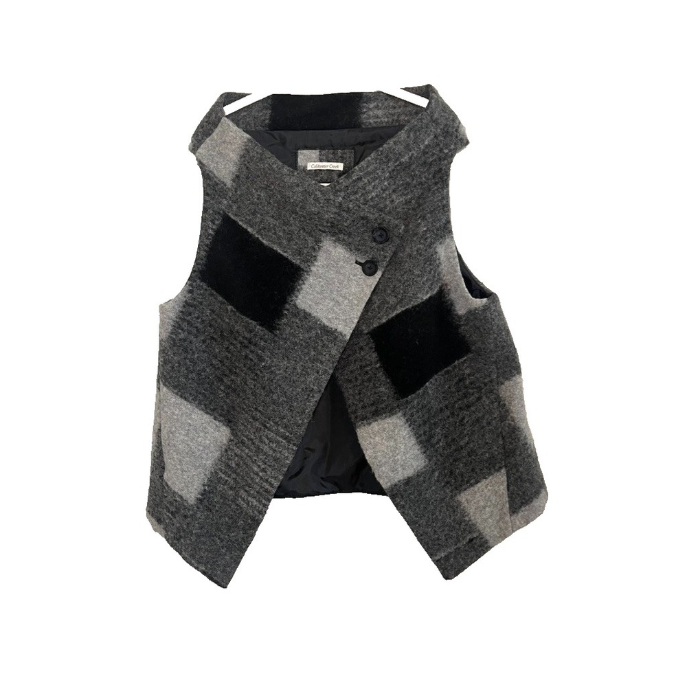Neutral Plaid Fleece Sweater Vest XL Festive Holiday Academia Classic Preppy